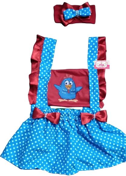 Romper Galinha Pintadinha Azul Jardineira Salopete Infantil