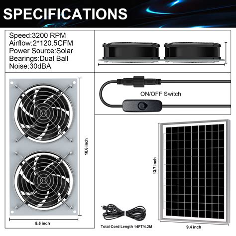 Lildiho Solar Waterproof Solar Powered Fan Kit Pro 15w Solar Panel 2 Pcs High Speed Dc