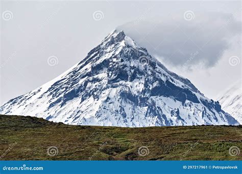 Mountain Landscape Of Kamchatka View On Kamen Volcano Stock Image