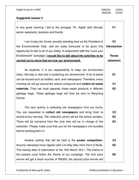 Spm 2016 English Paper 1 Directed Writing Answer