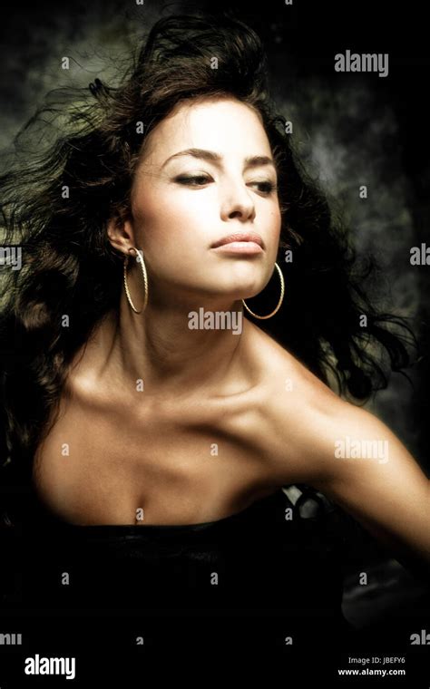 Sensual Brunette Woman Portrait Studio Shot Stock Photo Alamy