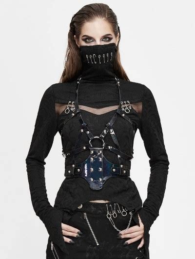 Devil Fashion Black Gothic Punk Pu Leather Harness Belt For Women