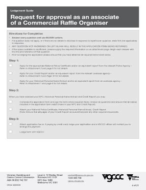 Fillable Online Commercial Raffle Organiser S Licence Approval As An