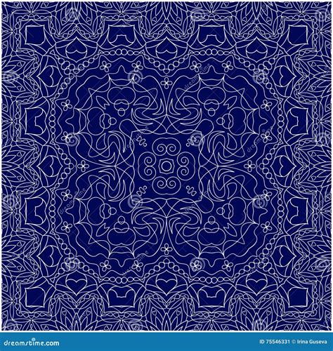 Blue Bandanna with White Pattern. Stock Vector - Illustration of blue ...