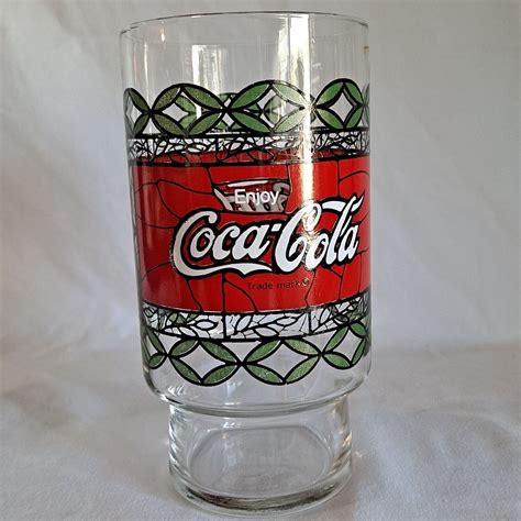 Vintage Large Coca Cola Glass Stained Tumbler Oz Huge Big Enjoy Coke