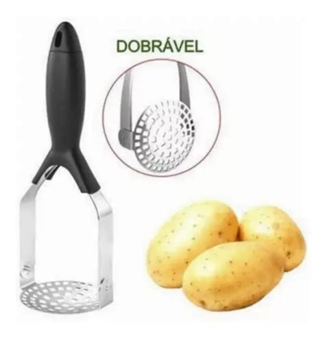 Amassador Espremedor Batatas Purê Inox Dobrável Profissional