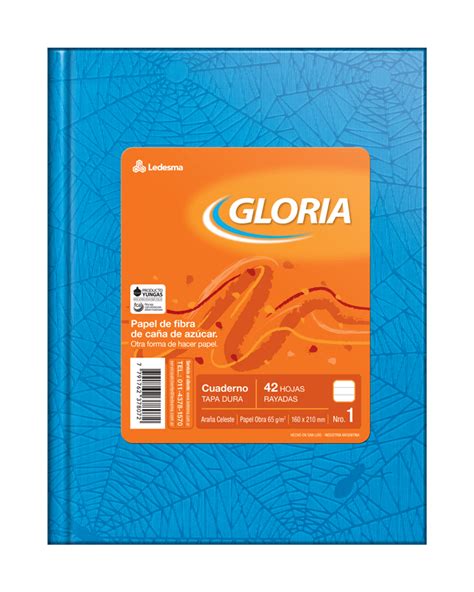 CUADERNO TAPA DURA 16X21 GLORIA FORRADO AZUL 42 HOJAS RAYA 65G M2 C