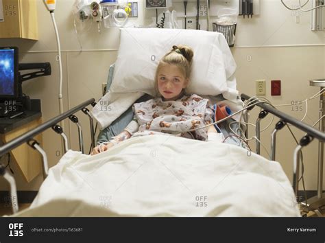 A Little Girl In A Hospital Bed Stock Photo Offset