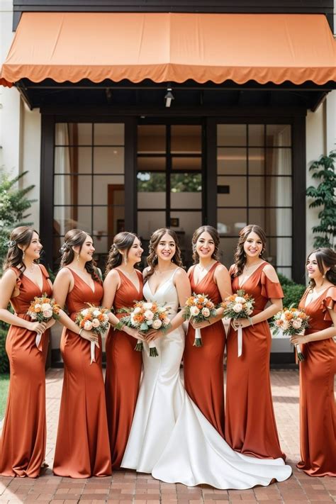 Madrinhas De Casamento Terracota Orange Bridesmaid Dresses Fall