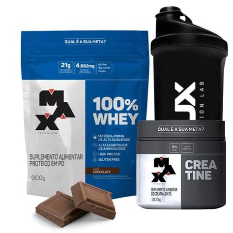 Kit Creatina Pura 300g Whey Protein 900g Concentrado Suplemento