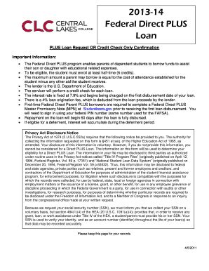 Fillable Online Clcmn Federal Direct Plus Loan Request Form