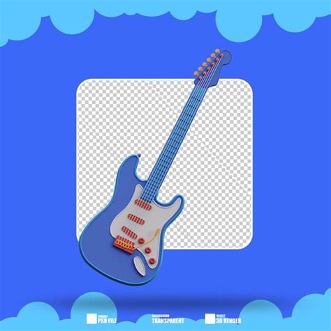 Ilustração 3d da guitarra elétrica 2 PSD Premium