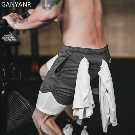 Ganyanr Homens Correndo Shorts Gin Sio Esporte Crossfit Treinamento De