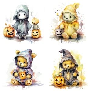 Pooh Clipart, Halloween Clipart, Teddy Bear Clipart, Spooky Halloween Costume, Ghost, Witch, and ...