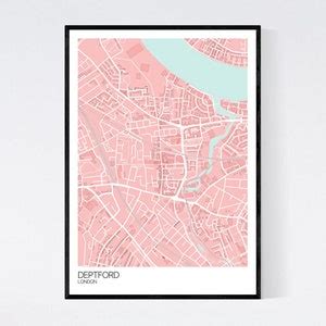 Deptford, London Map Art Print Many Colours 350gsm Art Quality Paper ...