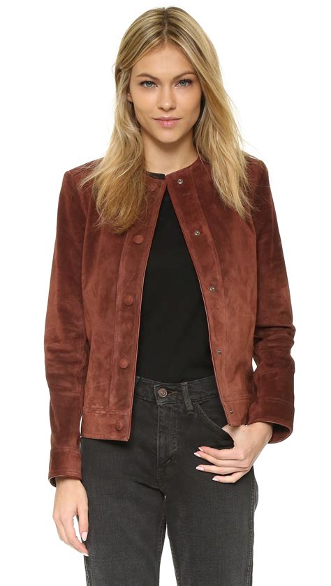 Helmut Lang Suede Jacket In Brown Lyst