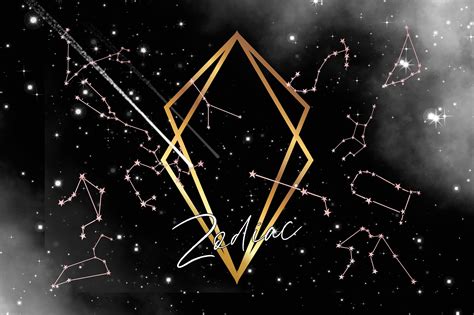 12 Zodiac Star Sign Geometric Gold Frame Graphic By RainbowDesigns