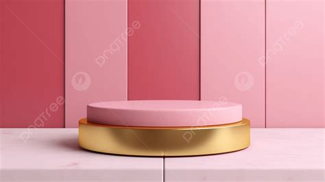 Fondo Elegante Podio Rosa Y Dorado Sobre Fondo De Bloque Contempor Neo