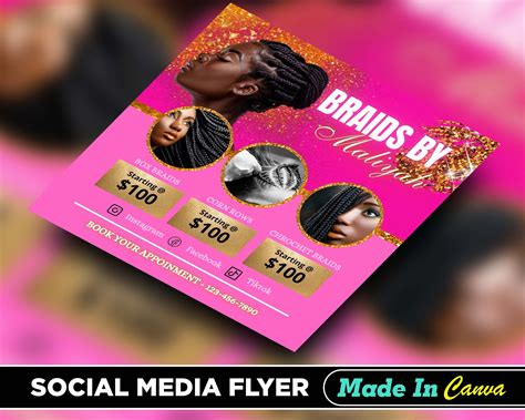 Hair Braiding Flyer Diy Canva Hair Braiding Flyer Template 2022