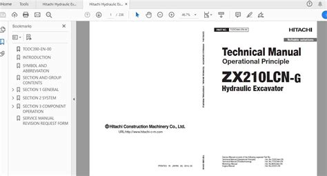 Hitachi Hydraulic Excavator ZX210LCN G Technical Workshop Manual