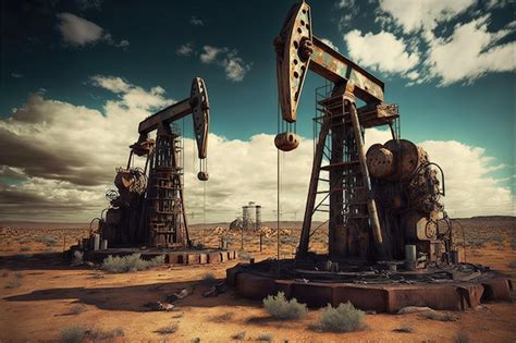 Premium Photo Oil Rigs Extracting Oil Bright Sunny Day Desert