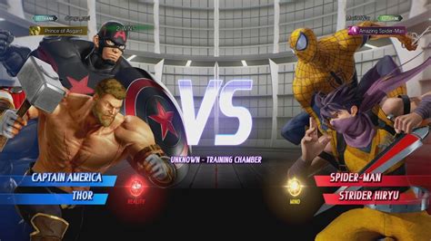 MVCI SPIDER MAN STRIDER HIRYU VS CAPTAIN AMERICA THOR YouTube