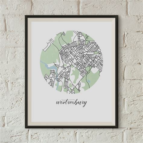 West Roxbury Map X Illustrated Boston Ma Etsy