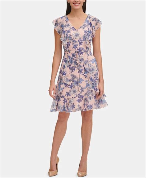 Tommy Hilfiger Floral Chiffon Ruffled Dress Macys