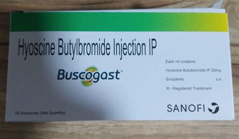 BUY Buscogast Hyoscine Butylbromide IP 20mg 1ml By Sovereign Pharma