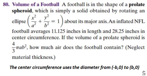 Solved 80. Volume of a Football A football is in the shape | Chegg.com