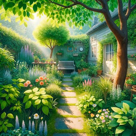 Free Photo View Of Backyard Garden In Digital Art Style