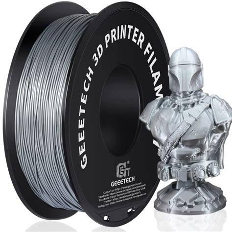 PLA Silver 3D Printer Filament 1 75mm Geeetech