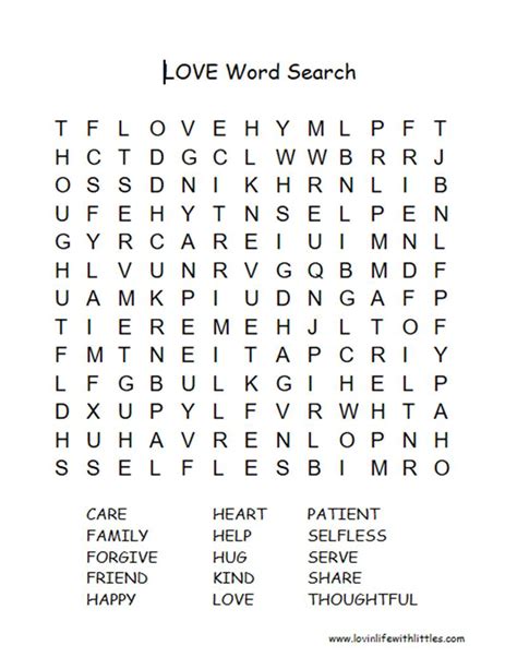 Love Word Search • Lovin Life With Littles