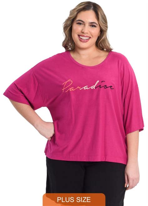 Blusa Feminina Plus Size Rosa Secret Glam