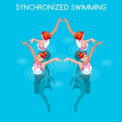 Swimming Woman Modern Colorful Cartoon Vector Image