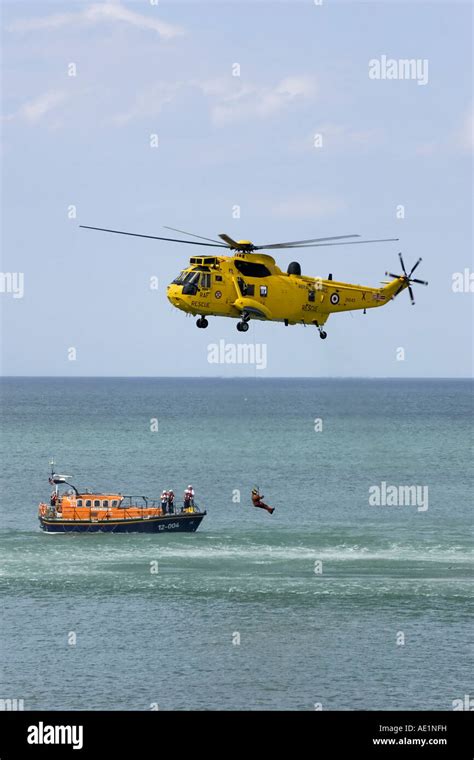 An RAF Sea King Rescue Helicopter Working With The Cromer RNLI Mersey