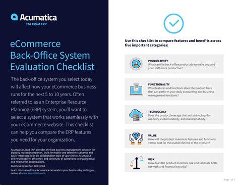 Ecommerce Platform Evaluation Checklist Acumatica Cloud Erp