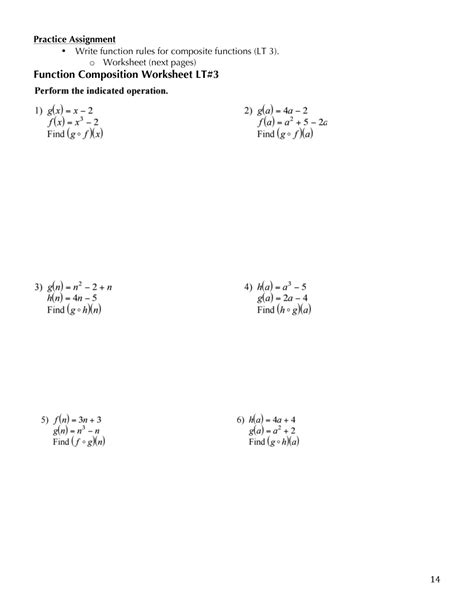 41 Composition Of Functions Worksheet With Answers Worksheet Master