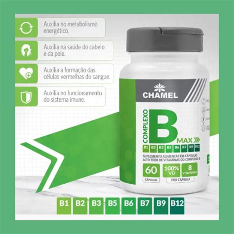 Complexo B Max Vitaminas B1 B2 B3 B5 B6 B7 B9 E B12 2 Frascos