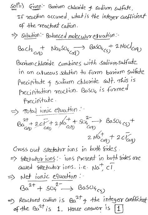 Solved For Expt 7 Barium Chloride And Sodium Sulfate If A Reaction Occurred Here What Is