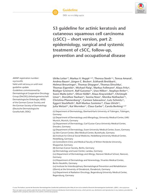 Pdf S3 Guideline For Actinic Keratosis And Cutaneous Squamous Cell