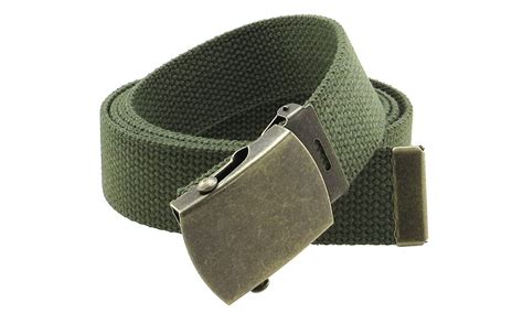 Canvas Web Belt Military Style With Antique Brass Buckle And Tip 50