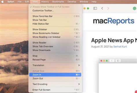 how to zoom out on mac safari