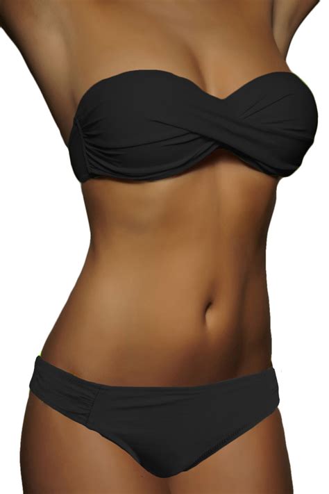 Twist Push Up Bandeau Bikini Set Streifen 028 ALZORA Kaufen Sie