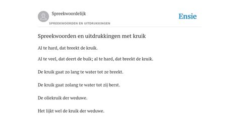 Spreekwoorden En Uitdrukkingen Met Kruik De Betekenis Volgens