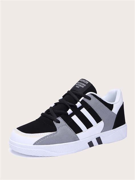 Men Color Block Lace-up Front Sneakers