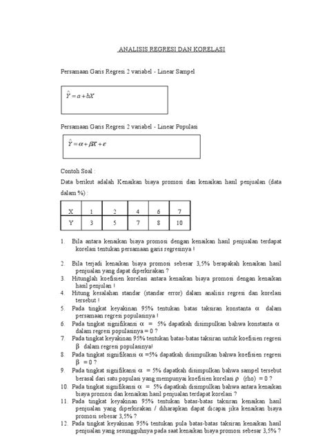 Contoh Soal Regresi Dan Korelasi 55 Koleksi Gambar
