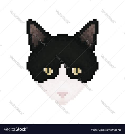 Cat head pixel art pet animal Royalty Free Vector Image