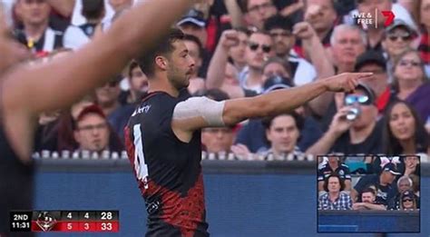 Afl Essendon Star Kyle Langford Hits Collingwood Fan With Instant