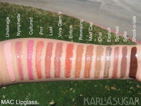 Swatches of MAC Lip glass | Mac makeup, Mac lipgloss, Makeup swatches